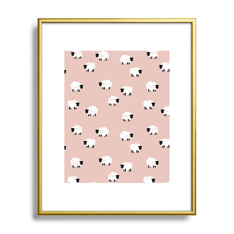 Little Arrow Design Co sheep on dusty pink Metal Framed Art Print