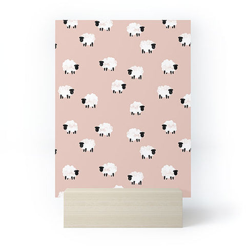 Little Arrow Design Co sheep on dusty pink Mini Art Print