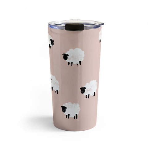 Little Arrow Design Co sheep on dusty pink Travel Mug