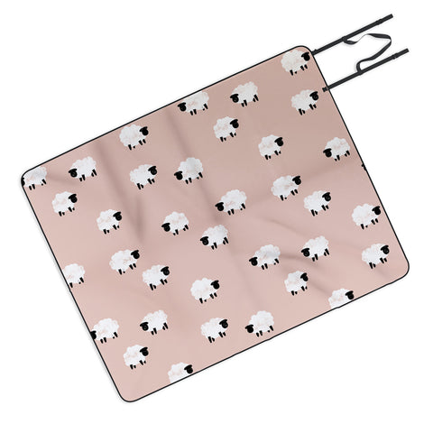 Little Arrow Design Co sheep on dusty pink Picnic Blanket