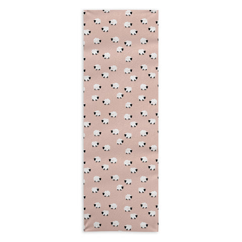 Little Arrow Design Co sheep on dusty pink Yoga Towel