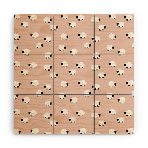 Little Arrow Design Co sheep on dusty pink Wood Wall Mural