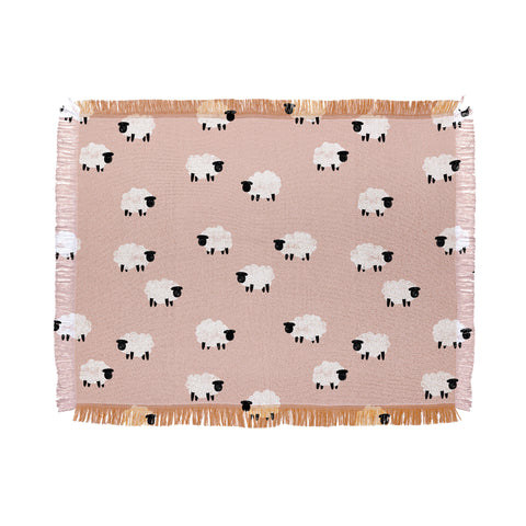 Little Arrow Design Co sheep on dusty pink Throw Blanket