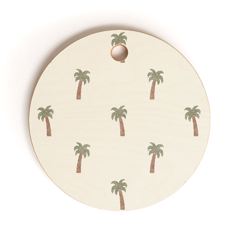 Little Arrow Design Co simple palm trees cream Cutting Board Round
