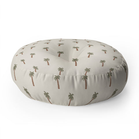 Little Arrow Design Co simple palm trees cream Floor Pillow Round