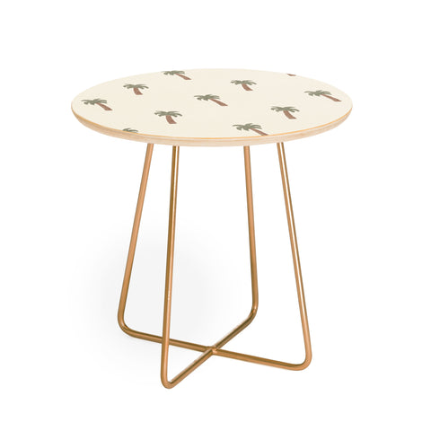 Little Arrow Design Co simple palm trees cream Round Side Table