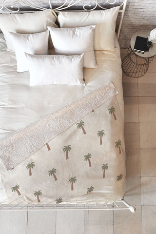 Little Arrow Design Co simple palm trees cream Fleece Throw Blanket