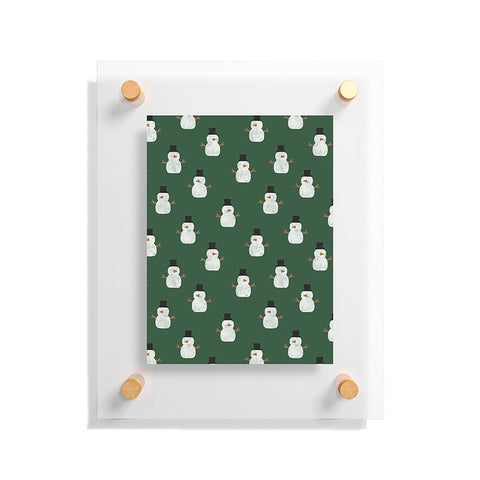 Little Arrow Design Co simple snowmen dark green Floating Acrylic Print