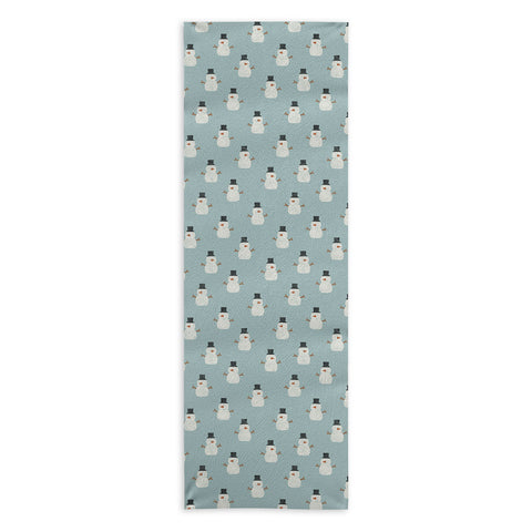 Little Arrow Design Co simple snowmen dusty blue Yoga Towel