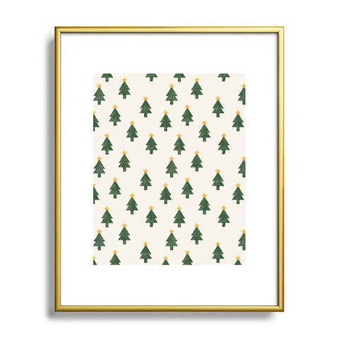 Little Arrow Design Co simple xmas trees on cream Metal Framed Art Print