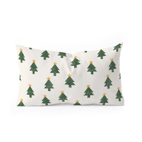 Little Arrow Design Co simple xmas trees on cream Oblong Throw Pillow