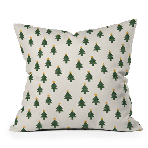 Little Arrow Design Co simple xmas trees on cream Throw Pillow