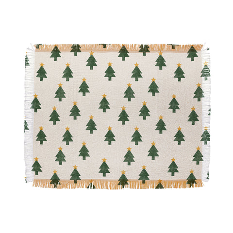 Little Arrow Design Co simple xmas trees on cream Throw Blanket