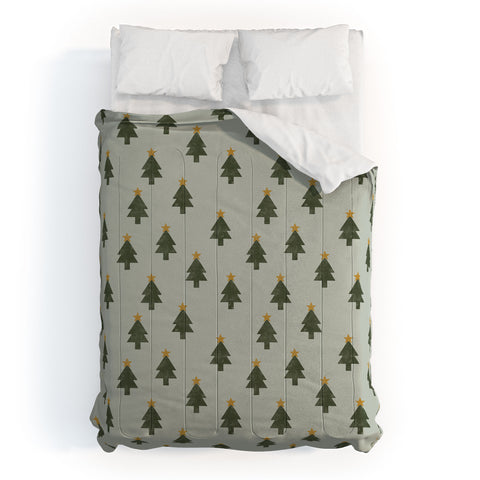 Little Arrow Design Co simple xmas trees on sage Comforter