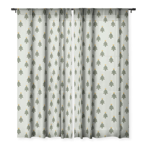 Little Arrow Design Co simple xmas trees on sage Sheer Non Repeat