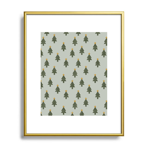 Little Arrow Design Co simple xmas trees on sage Metal Framed Art Print