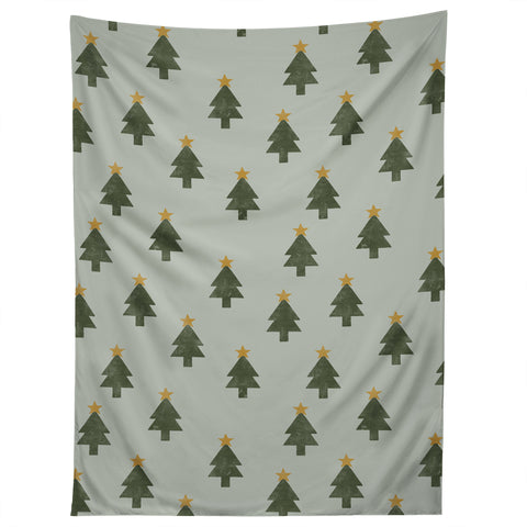 Little Arrow Design Co simple xmas trees on sage Tapestry