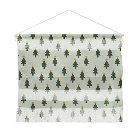 Little Arrow Design Co simple xmas trees on sage Wall Hanging Landscape