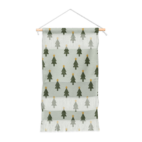 Little Arrow Design Co simple xmas trees on sage Wall Hanging Portrait