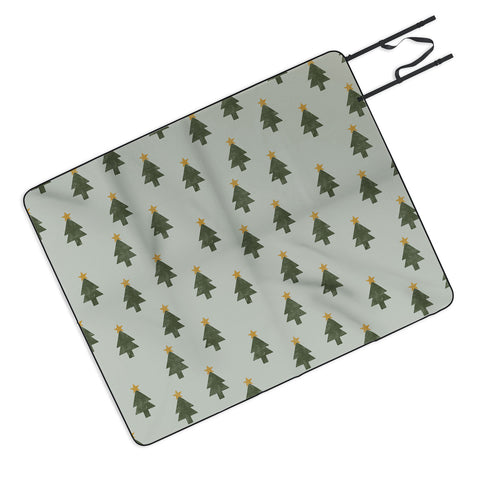 Little Arrow Design Co simple xmas trees on sage Picnic Blanket