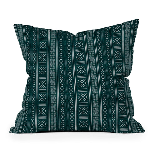 Little Arrow Design Co teal mudcloth tribal Outdoor Throw Pillow