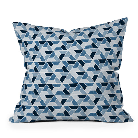 Little Arrow Design Co triangle geo blue Outdoor Throw Pillow