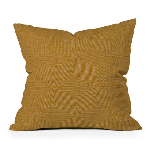 Little Arrow Design Co triangle stripes mustard Outdoor Throw Pillow