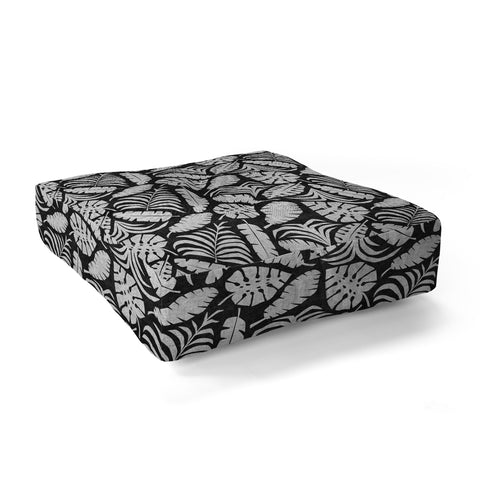 Little Arrow Design Co tropical leaves charcoal Floor Pillow Square