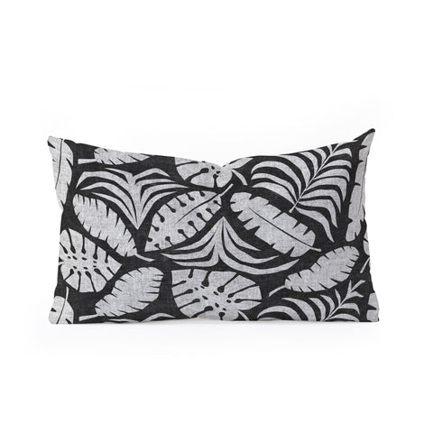 Little Arrow Design Co tropical leaves charcoal Oblong Throw Pillow