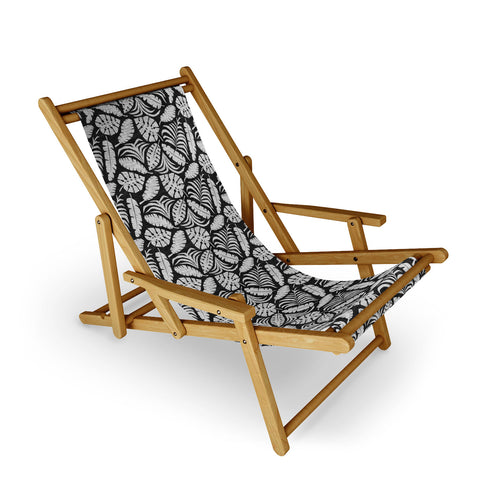 Little Arrow Design Co tropical leaves charcoal Sling Chair