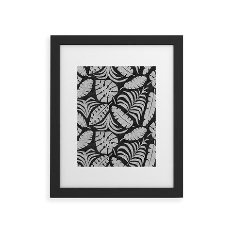 Little Arrow Design Co tropical leaves charcoal Framed Art Print