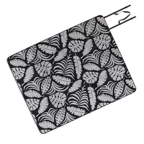 Little Arrow Design Co tropical leaves charcoal Picnic Blanket