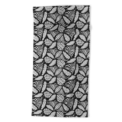 Little Arrow Design Co tropical leaves charcoal Beach Towel