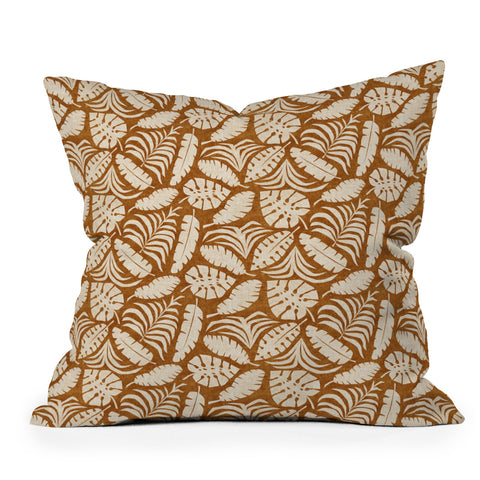 Little Arrow Design Co tropical leaves honey Throw Pillow