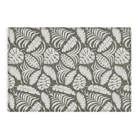 Little Arrow Design Co tropical leaves olive Outdoor Rug