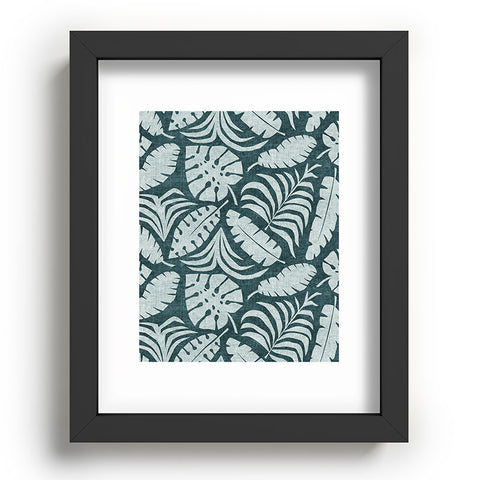 Little Arrow Design Co tropical leaves teal Recessed Framing Rectangle