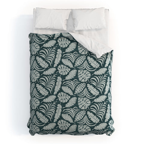 Little Arrow Design Co tropical leaves teal Comforter