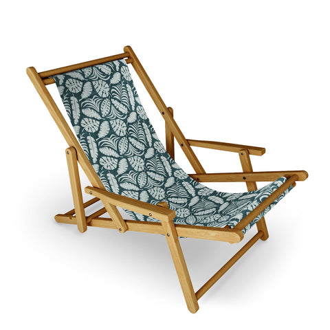 Little Arrow Design Co tropical leaves teal Sling Chair