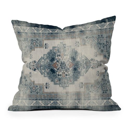 Little Arrow Design Co turkish floral dark blue Outdoor Throw Pillow