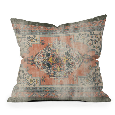Little Arrow Design Co turkish floral orange olive Outdoor Throw Pillow
