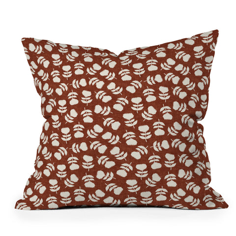 Little Arrow Design Co vintage floral rust Outdoor Throw Pillow