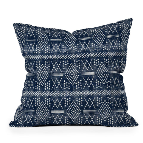 Little Arrow Design Co vintage moroccan on blue Outdoor Throw Pillow