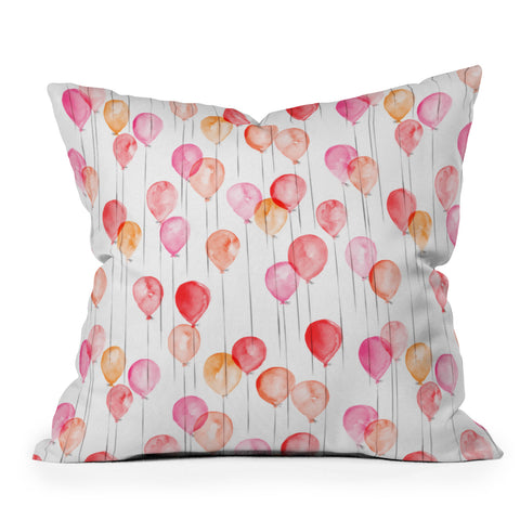 Little Arrow Design Co watercolor balloons Outdoor Throw Pillow