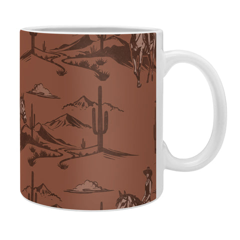 Little Arrow Design Co western cowgirl toile in rust Coffee Mug