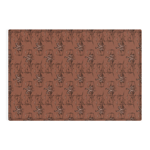 Little Arrow Design Co western cowgirl toile in rust Outdoor Rug