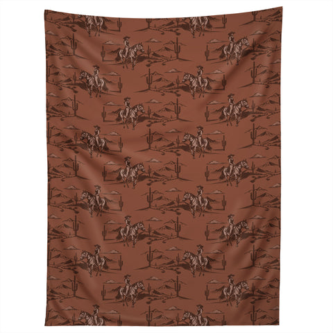 Little Arrow Design Co western cowgirl toile in rust Tapestry