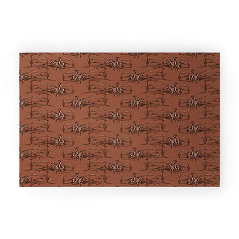 Little Arrow Design Co western cowgirl toile in rust Welcome Mat
