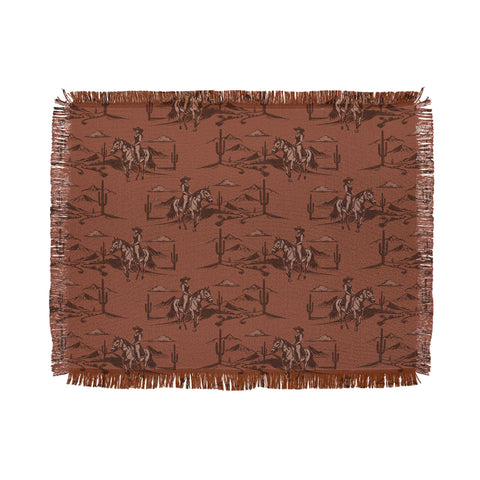 Little Arrow Design Co western cowgirl toile in rust Throw Blanket
