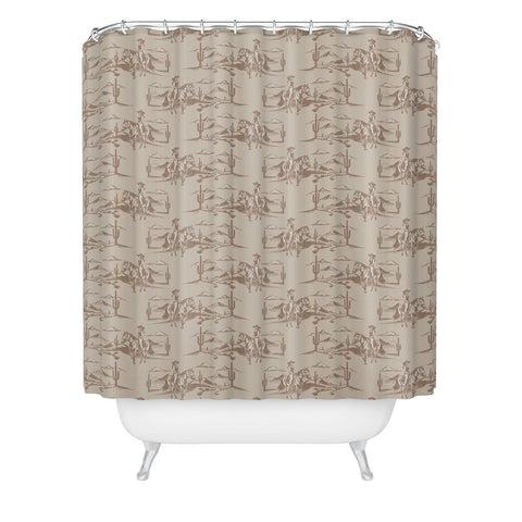 Little Arrow Design Co western cowgirl toile in tan Shower Curtain
