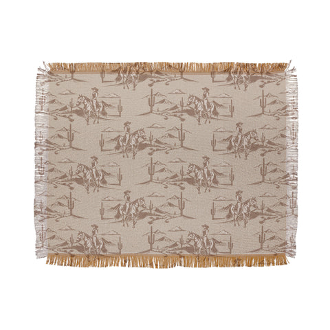 Little Arrow Design Co western cowgirl toile in tan Throw Blanket